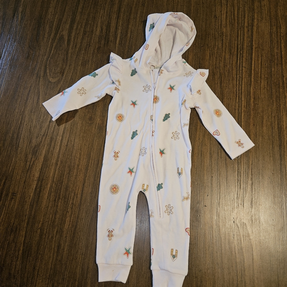 First Impressions Baby Girl Christmas Zip-Up Long Sleeve Hood Play Pink 6-9 Mont